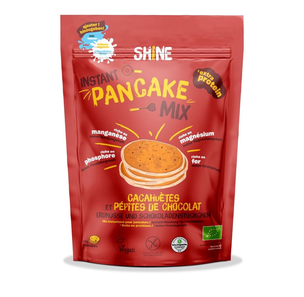 Shine Instant Pancake Mix Erdnuss & Schokoladenstückchen BIO Btl 300 g