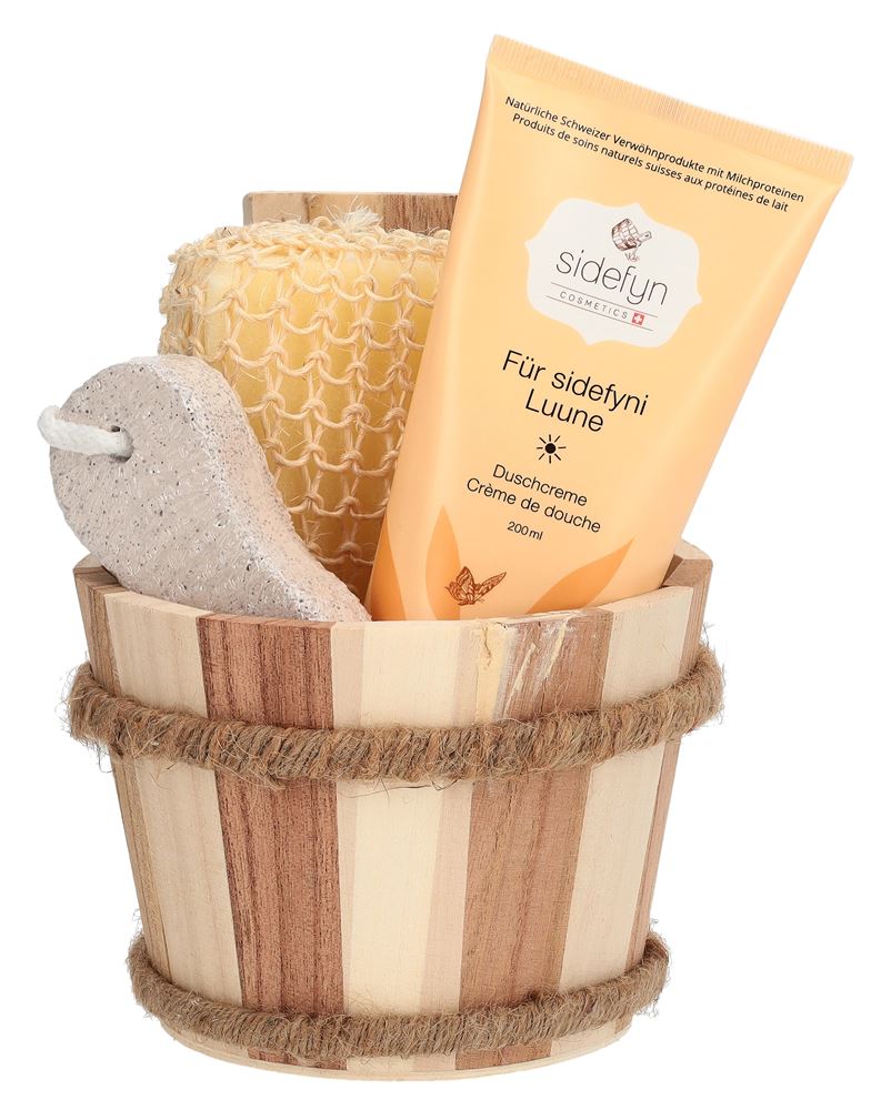 Sidefyn Geschenkset Holzkübel Duschcreme für sidefyni Luune