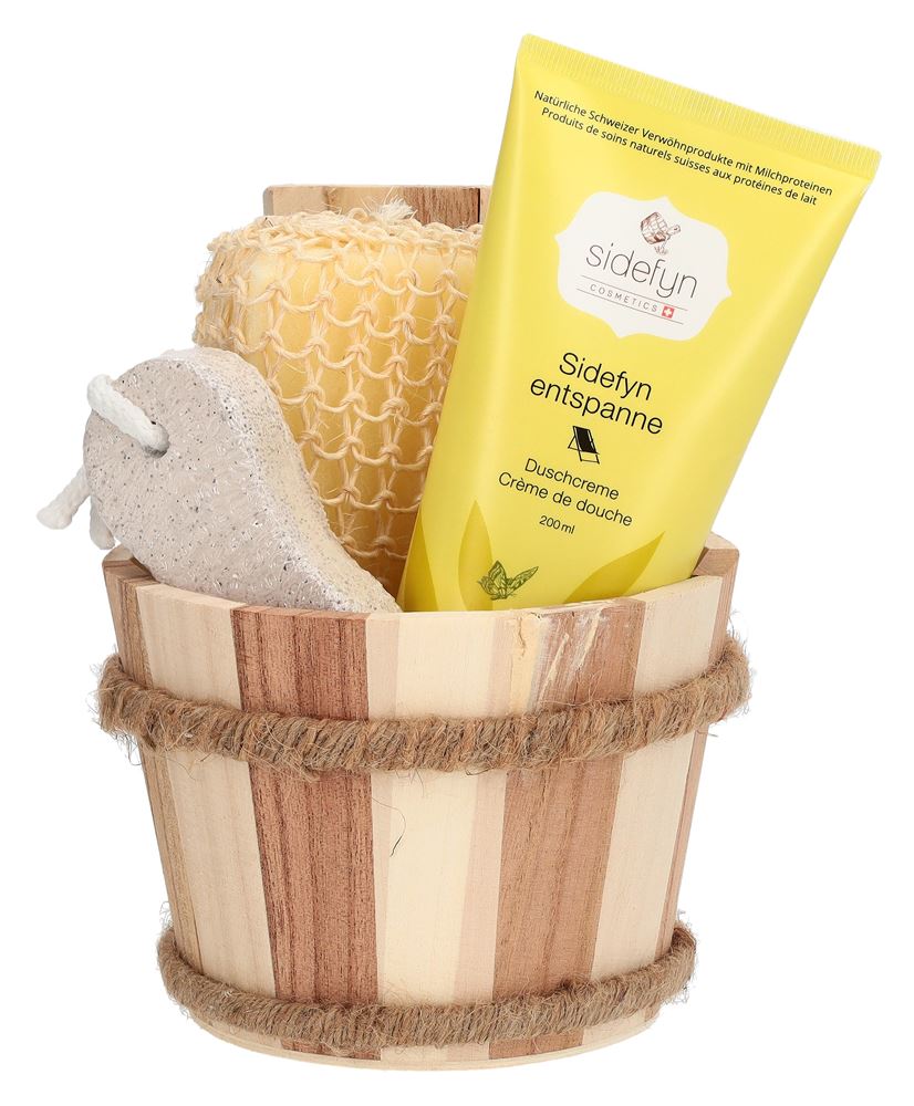 Sidefyn Geschenkset Holzkübel Duschcreme Sidefyn entspanne