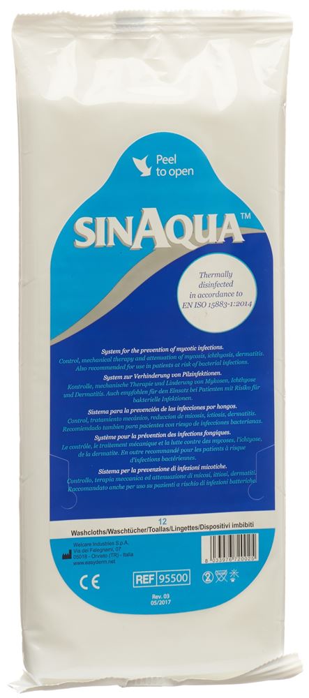 Sinaqua Vorbefeuchtetes Waschtuch Beutel 12 Stück