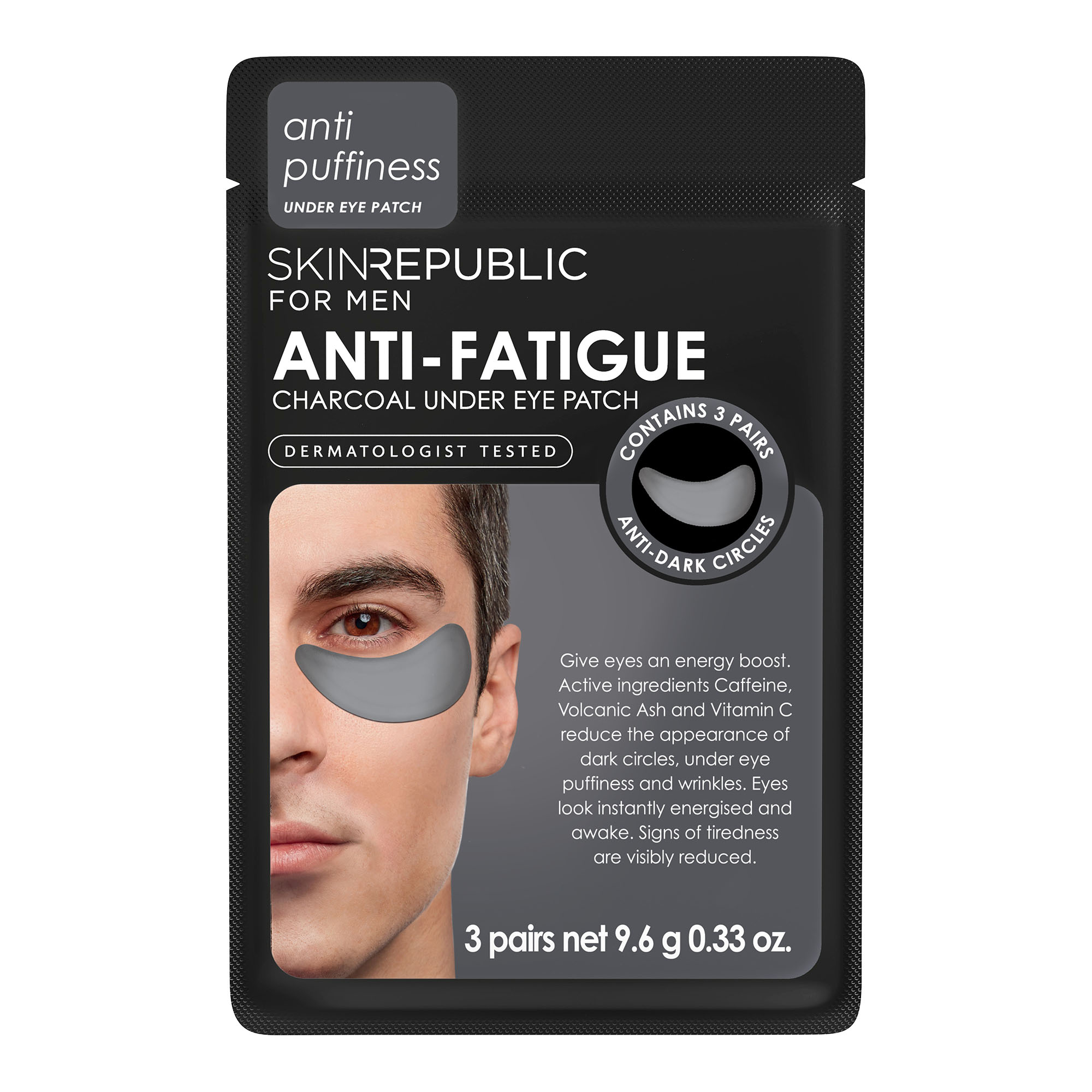 skin republic Men’s Anti-Fatigue Charcoal Under Eye Patch 3 Paar