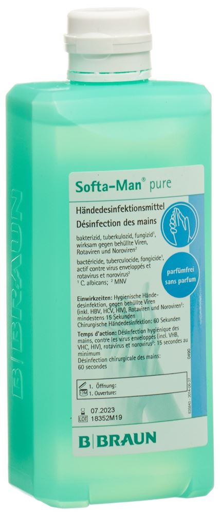 Softa-Man pure Händedesinfektion alkoholisch ohne Parfum 500 ml