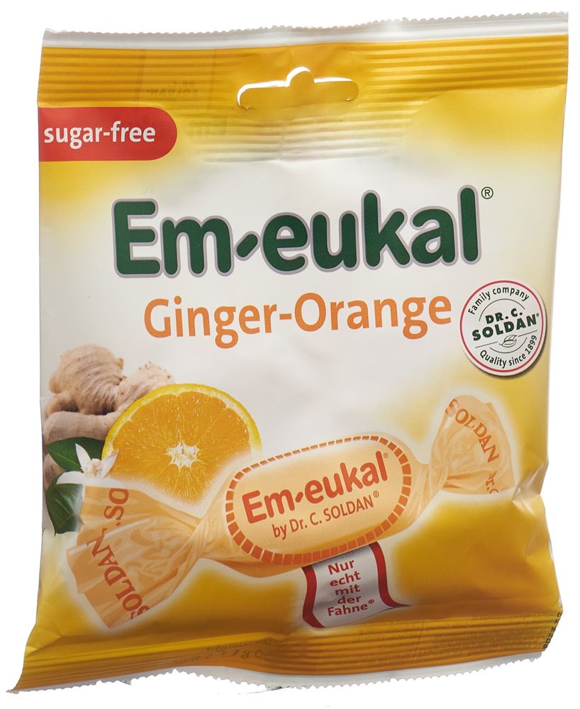 Soldan Em-Eukal Ginger-Orange Zuckerfrei Beutel 50 G