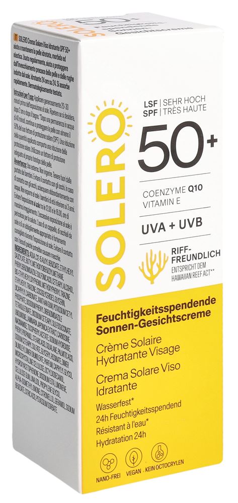 Solero Sonnen-Gesichtscreme feuchtigkeitsspendend Spf50+ 50 ml