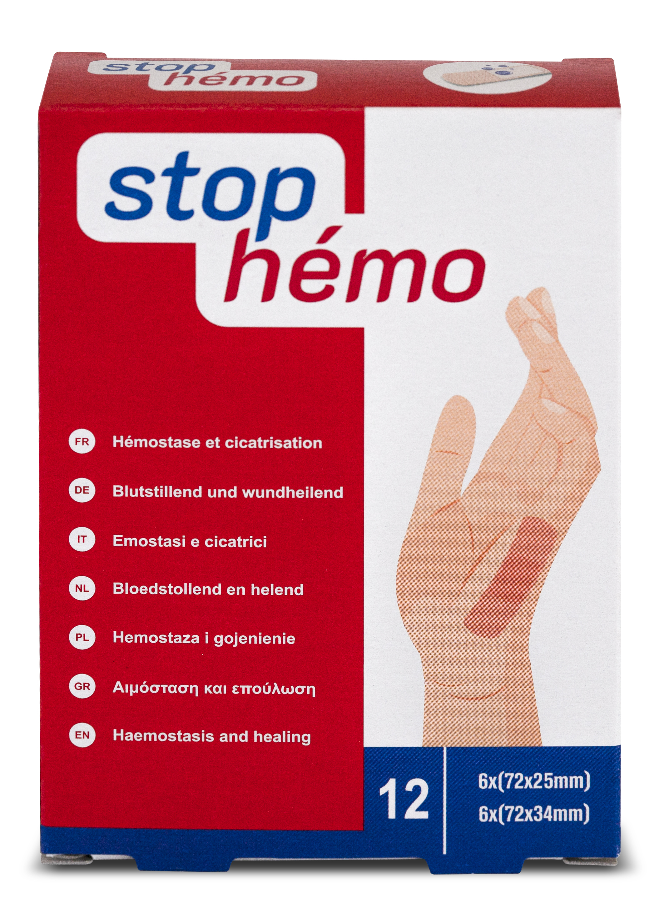 Stop Hémo Pflaster hämostatisch steril assortiert einzeln verpackt 12 Stk
