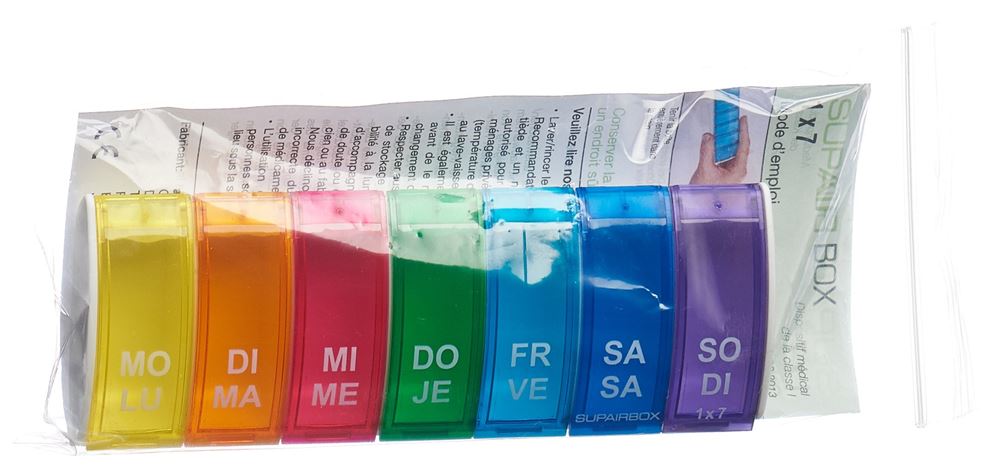 Supairbox 1x7 Wochendispenser deutsch/französisch rainbow