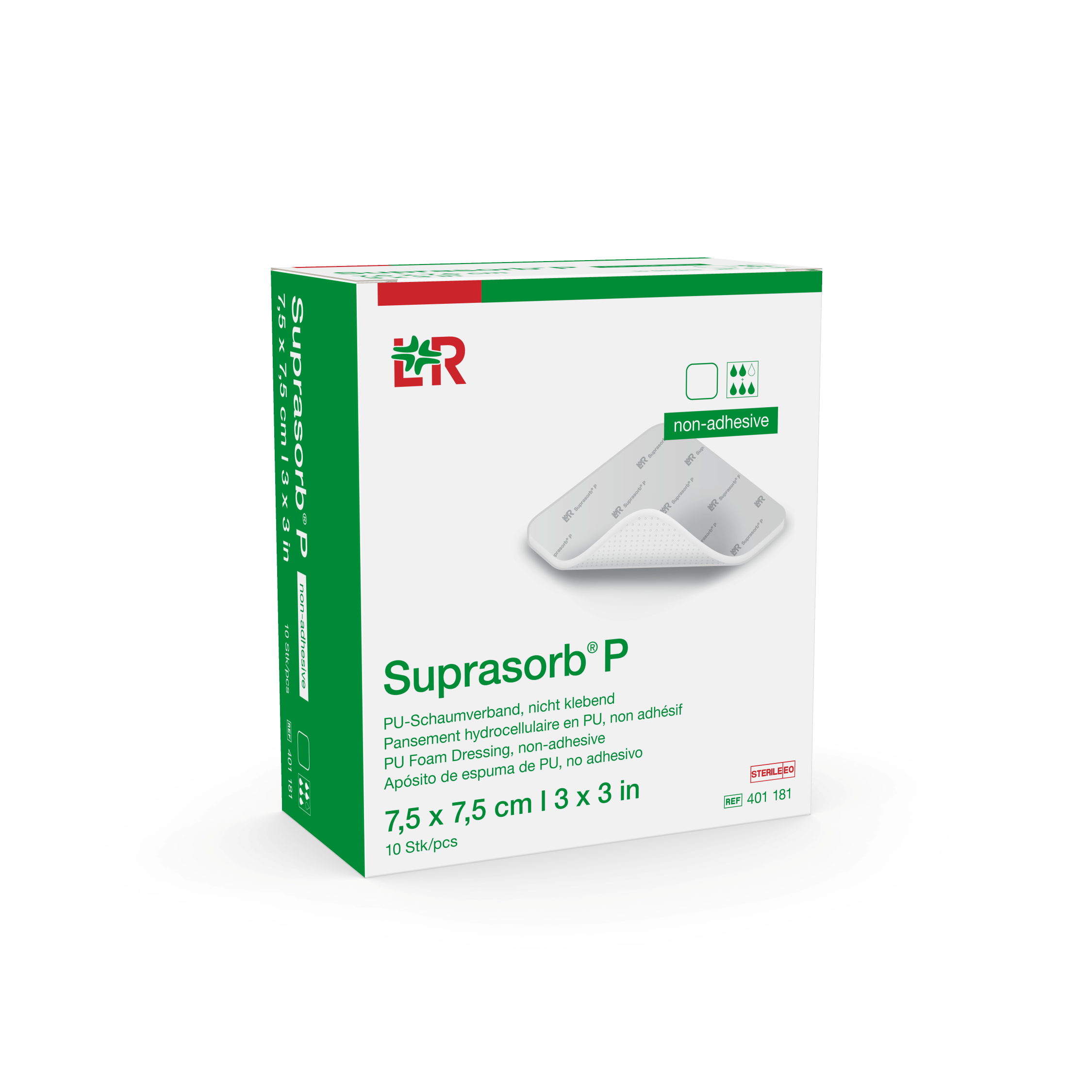 Suprasorb P PU-Schaumverband 7.5x7.5cm steril nicht klebend 10 Stk