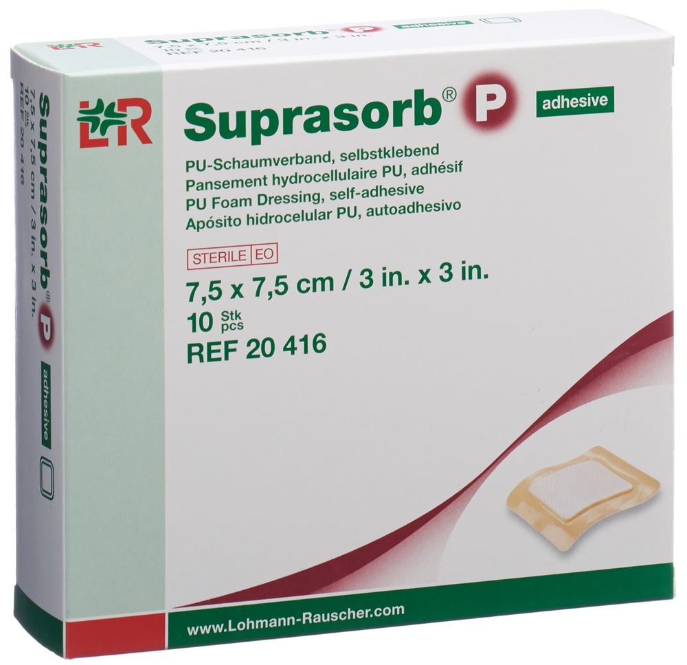 Suprasorb P Schaumverband 7.5x7.5cm selbstklebend 10 Stk