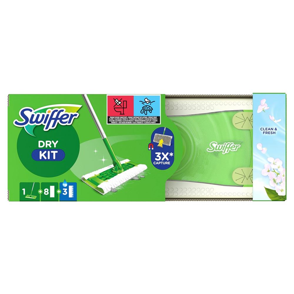 Swiffer Boden Starterset Bodenstab + 8 Trockentücher + 3 Wet Wischtücher