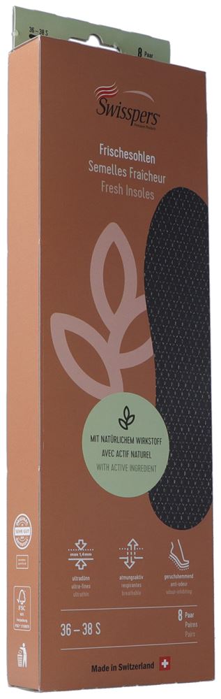 Swisspers Frischesohlen S 38 schwarz 8 Paar
