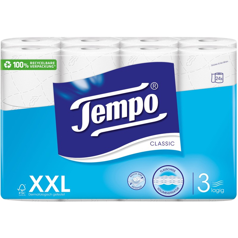 Tempo Toilettenpapier 3lagig 160 Blatt Rolle 24 Stk