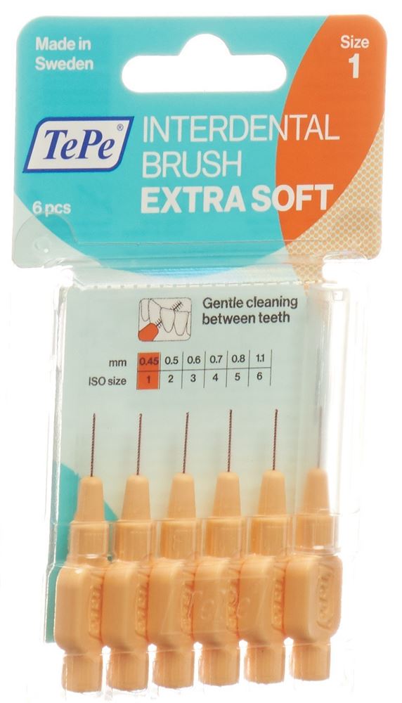 TePe Interdental Brush 0.45mm x-soft orange Blist 6 Stk