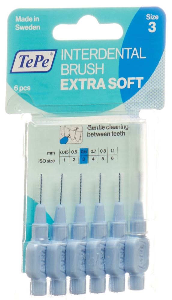 TePe Interdental Brush 0.60mm x-soft blau Blist 6 Stk