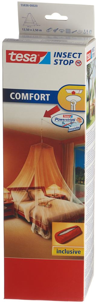 Tesa Comfort Fliegengitter Moskitonetz mit Deckenhaken