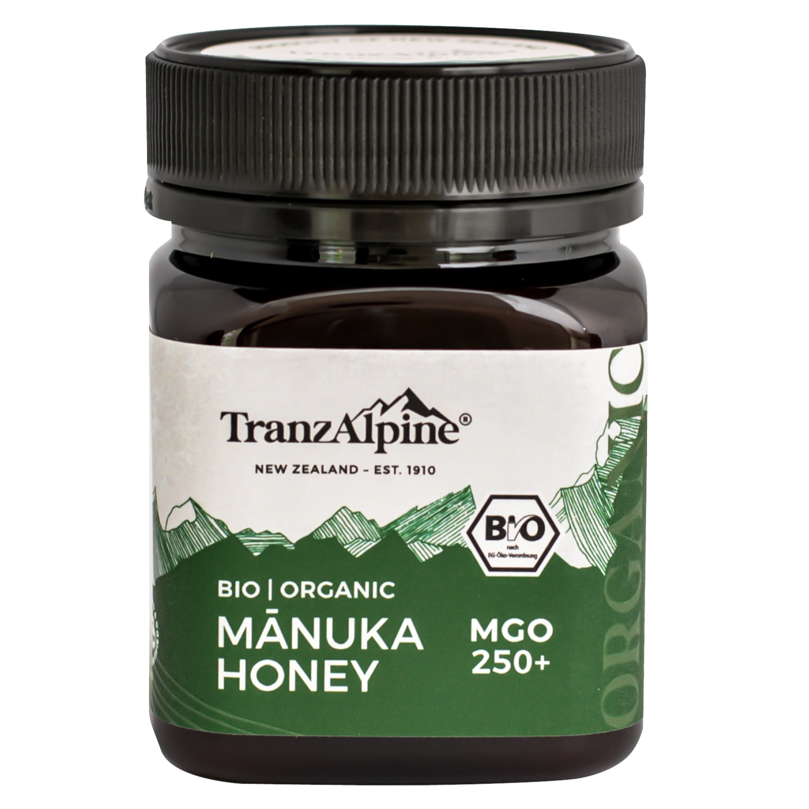 TranzAlpine Manukahonig MGO 250+ Bio Glas 250 g