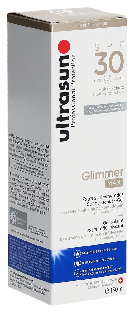 Ultrasun Glimmer MAX Spf30 Fl 150 ml
