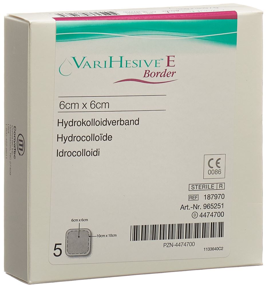 Varihesive E Border Verband 6×6/10x10cm 5 Stk