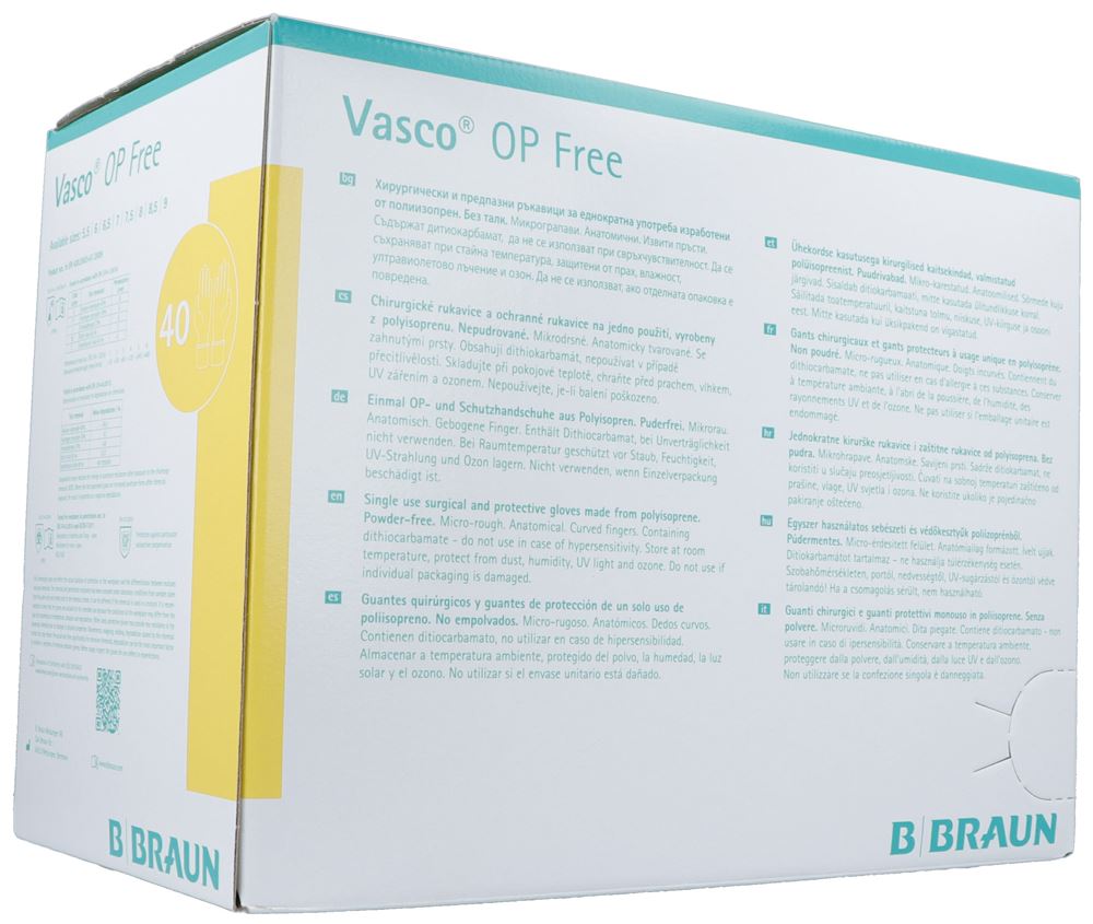 Vasco OP Free Handschuhe Gr8.0 steril ohne Latex 40 Paar
