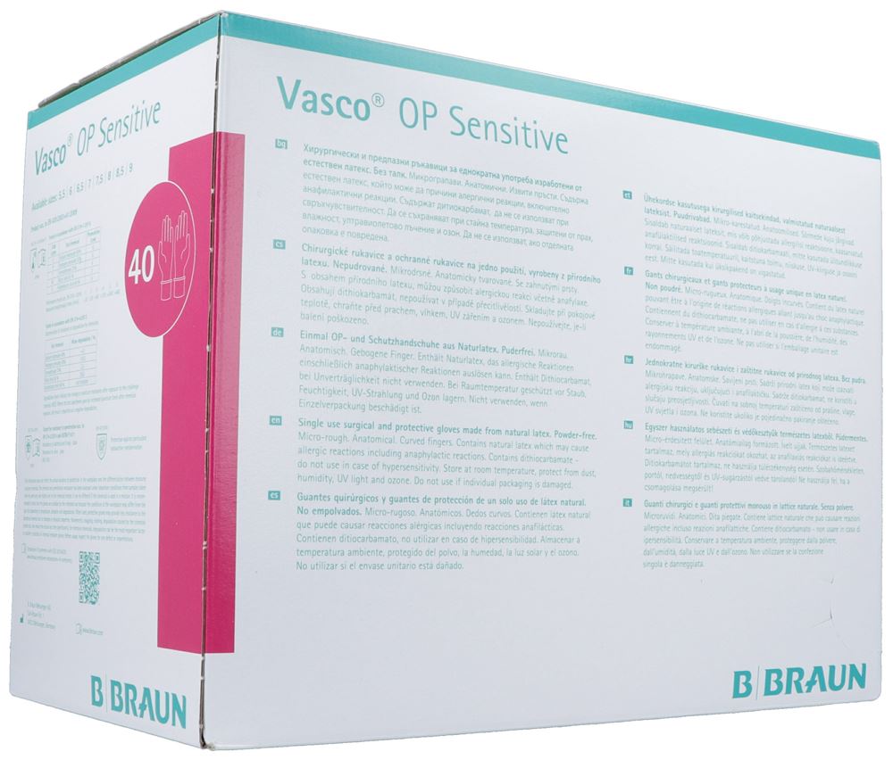 Vasco OP Sensitive Handschuhe Gr8.5 steril Latex 40 Paar