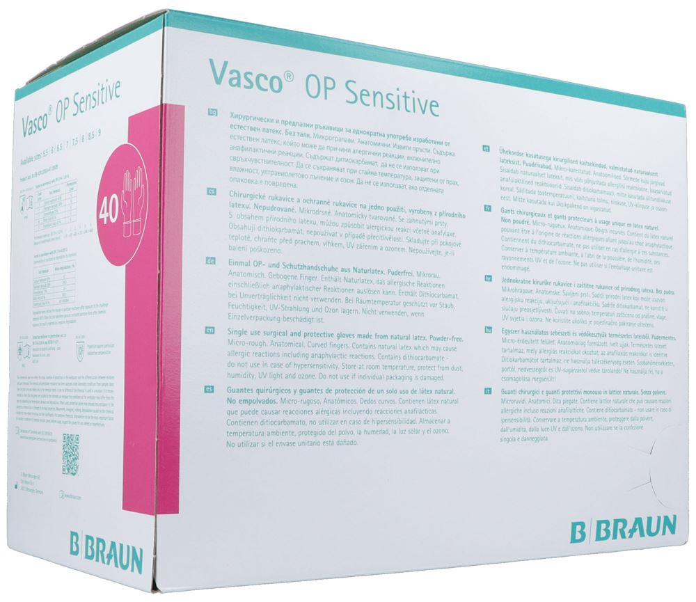 Vasco OP Sensitive Handschuhe Gr9.0 steril Latex 40 Paar