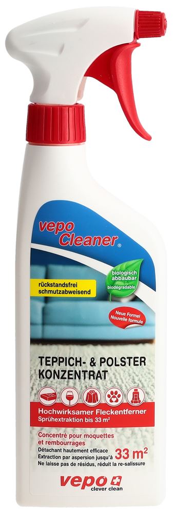 Vepocleaner Teppich + Polster Konzentrat und Fleckentferner Spray Sprühextraktion bis 33m2 500 ml