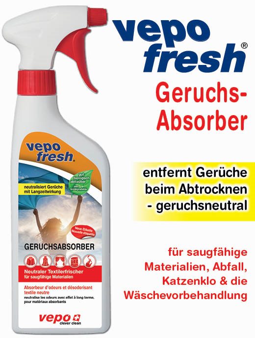 Vepofresh Geruchsabsorber neutral für saugfährige Materialien Vapo 500 ml