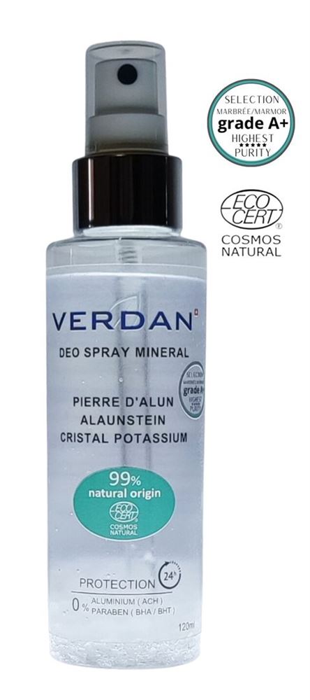 Verdan Alaunstein Deodorant Spray Mineral 99% natural origin Ecocert Swiss made 100 ml