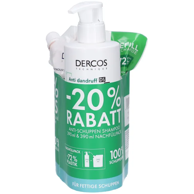 Vichy Dercos Anti-Schuppen Shampoo fettige Haare Nachfüllpack 2 x 390 ml