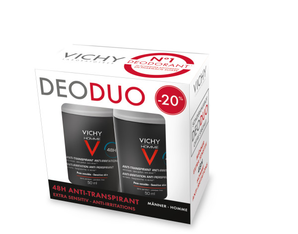 Vichy Homme Deo empfindliche Haut 48H Duo -20% 2 Roll-on 50 ml