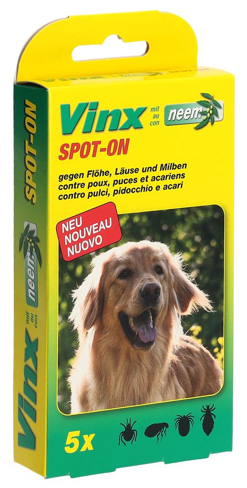 Vinx Spot On Tropfen mit Neem Hund 5 x 1 ml