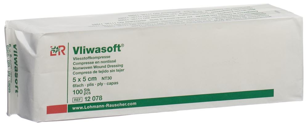 Vliwasoft Vliesstoffkompressen 5X5Cm 6-Lagig Beutel 100 Stück