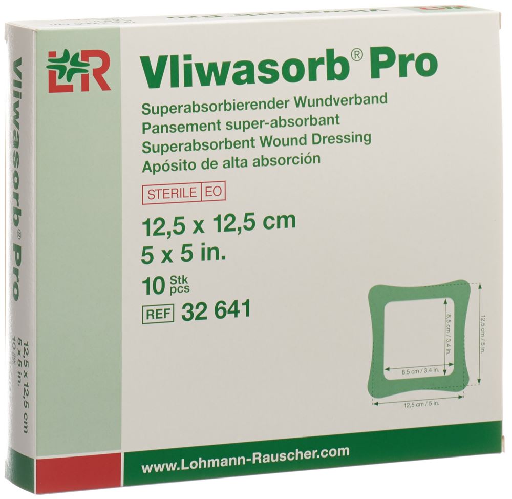 Vliwasorb Pro Superabsorbierender Wundverband 12.5x12.5cm 10 Stk