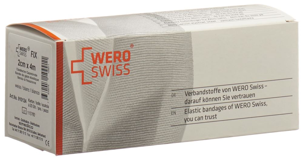Wero Swiss Fix Elastische Gazebinde 4mx2cm weiss 20 Stk