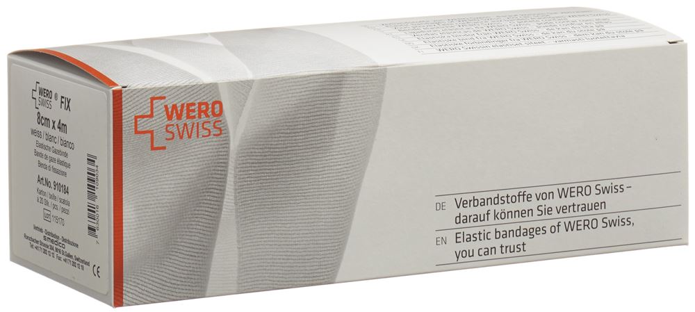 Wero Swiss Fix Elastische Gazebinde 4mx8cm weiss 20 Stk