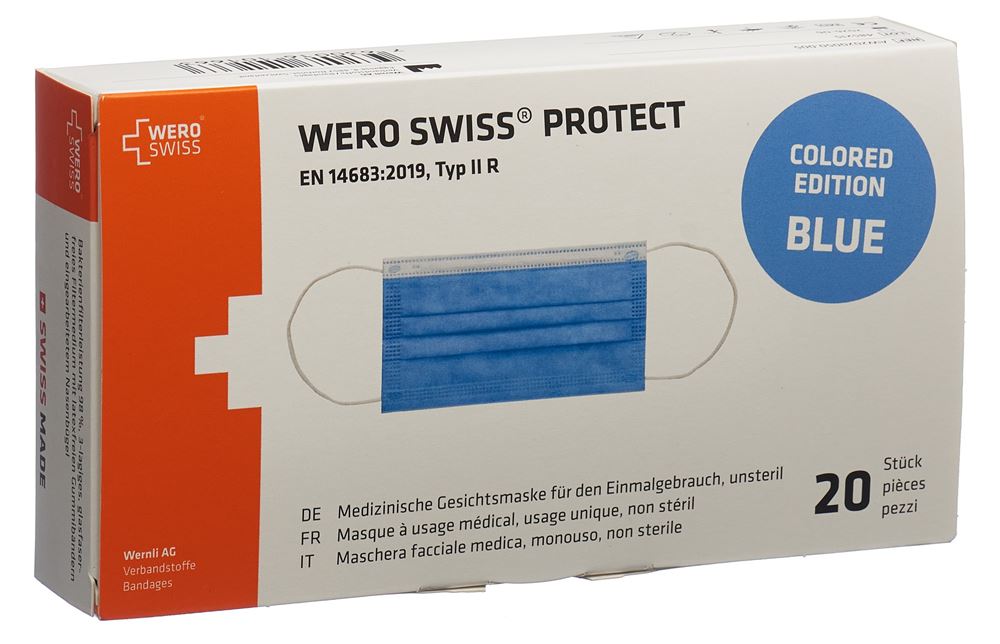 Wero Swiss Protect Maske Typ IIR blau Box 20 Stk