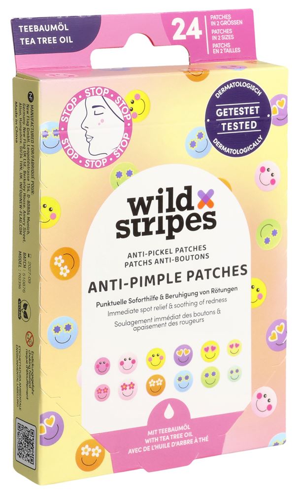 Wild Stripes Anti-Pickelpflaster Teebaumöl Smile Prevent 24 Stk