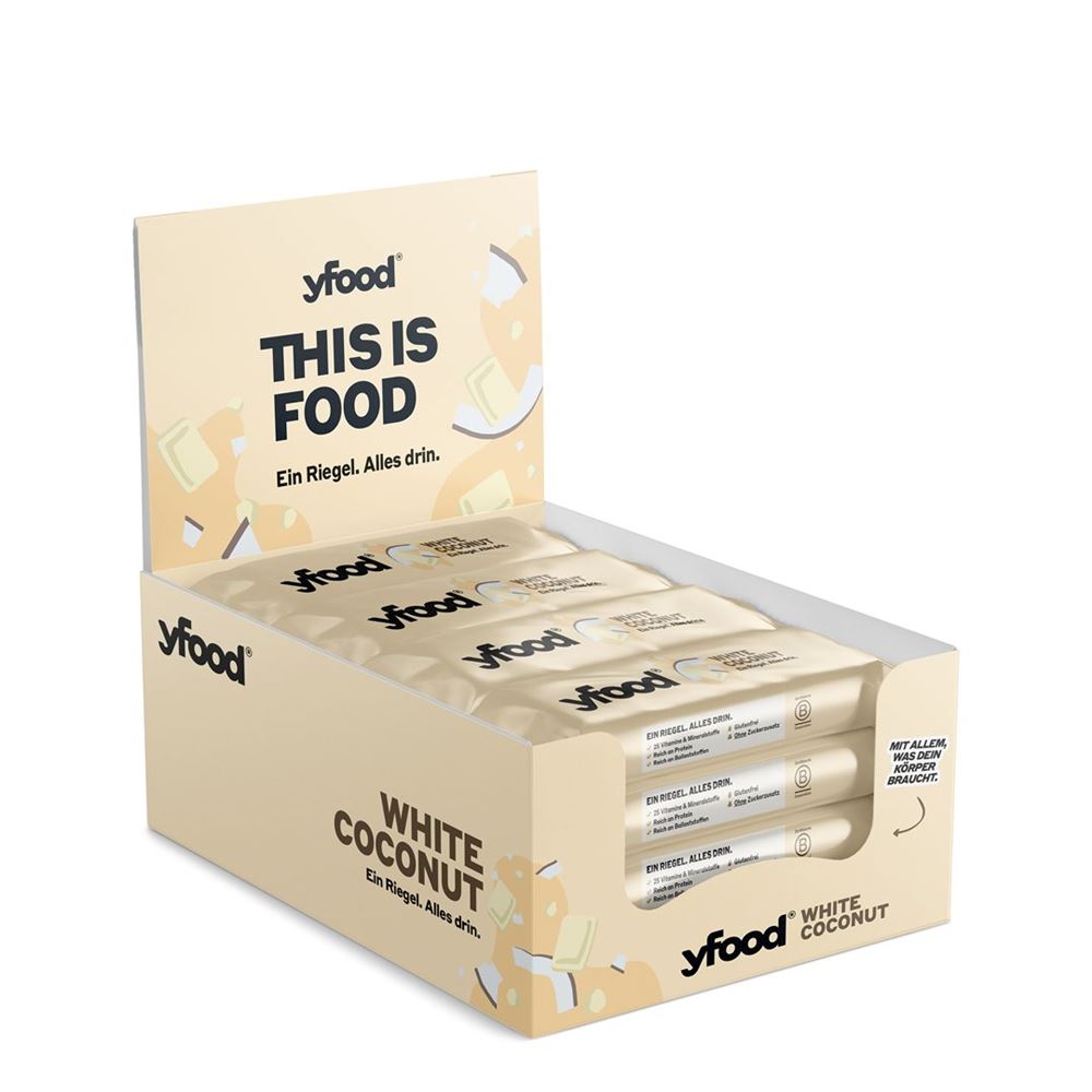 YFood High-Protein Riegel Coconut & White Chocolate 12 x 60 g