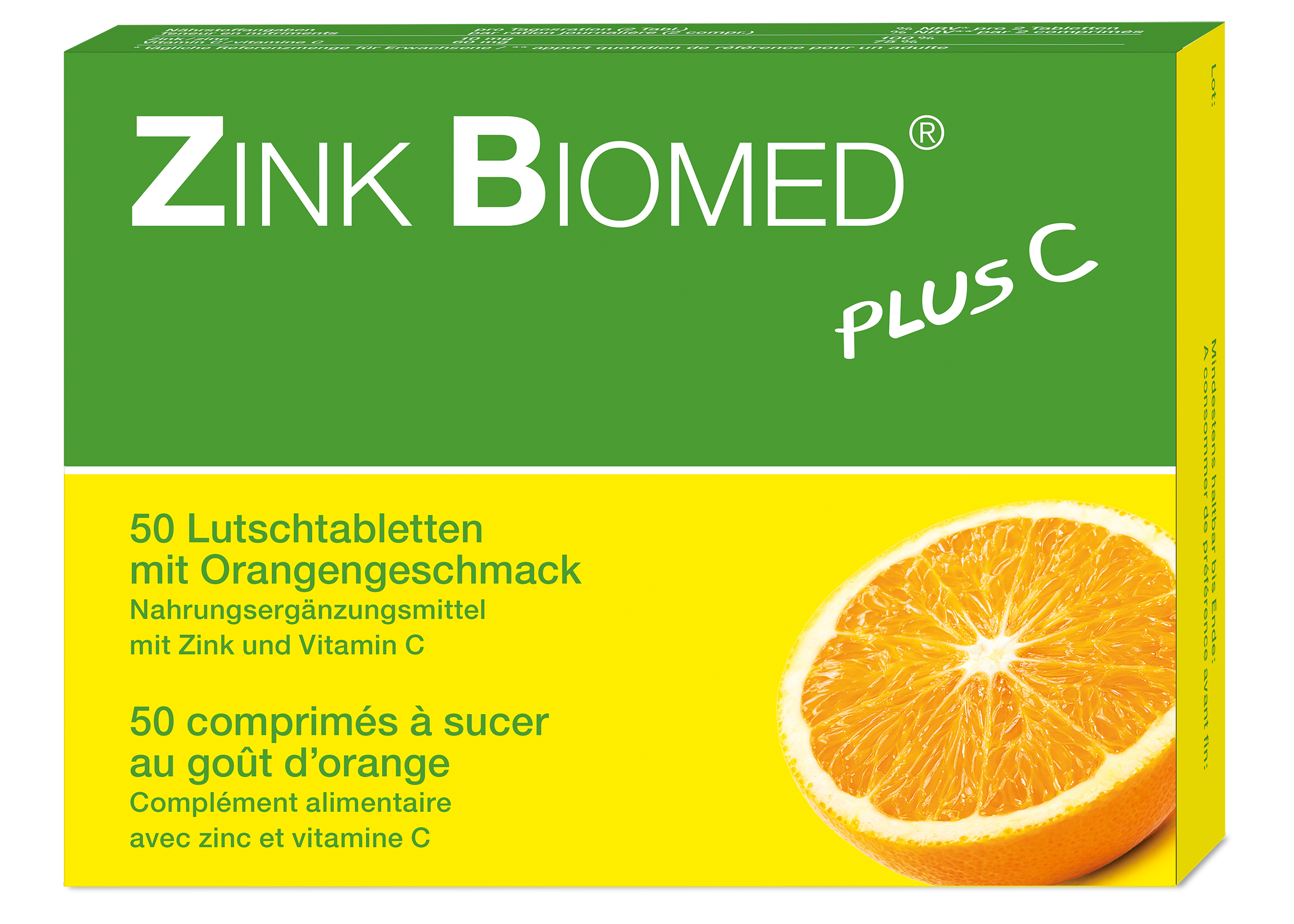 Zink Biomed plus C Lutschtabl Orange 50 Stk
