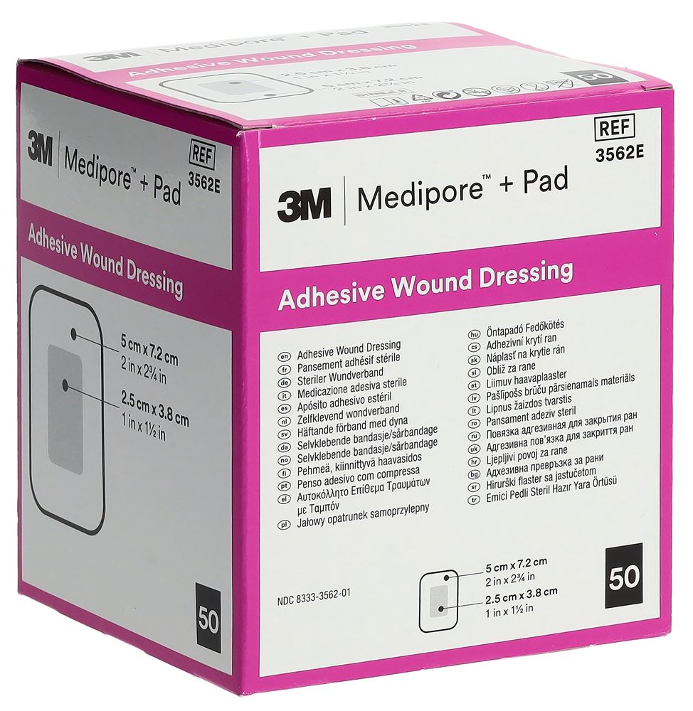 MEDIPORE 5x7.2cm Wundkissen 2.5x3.8cm 50 Stk