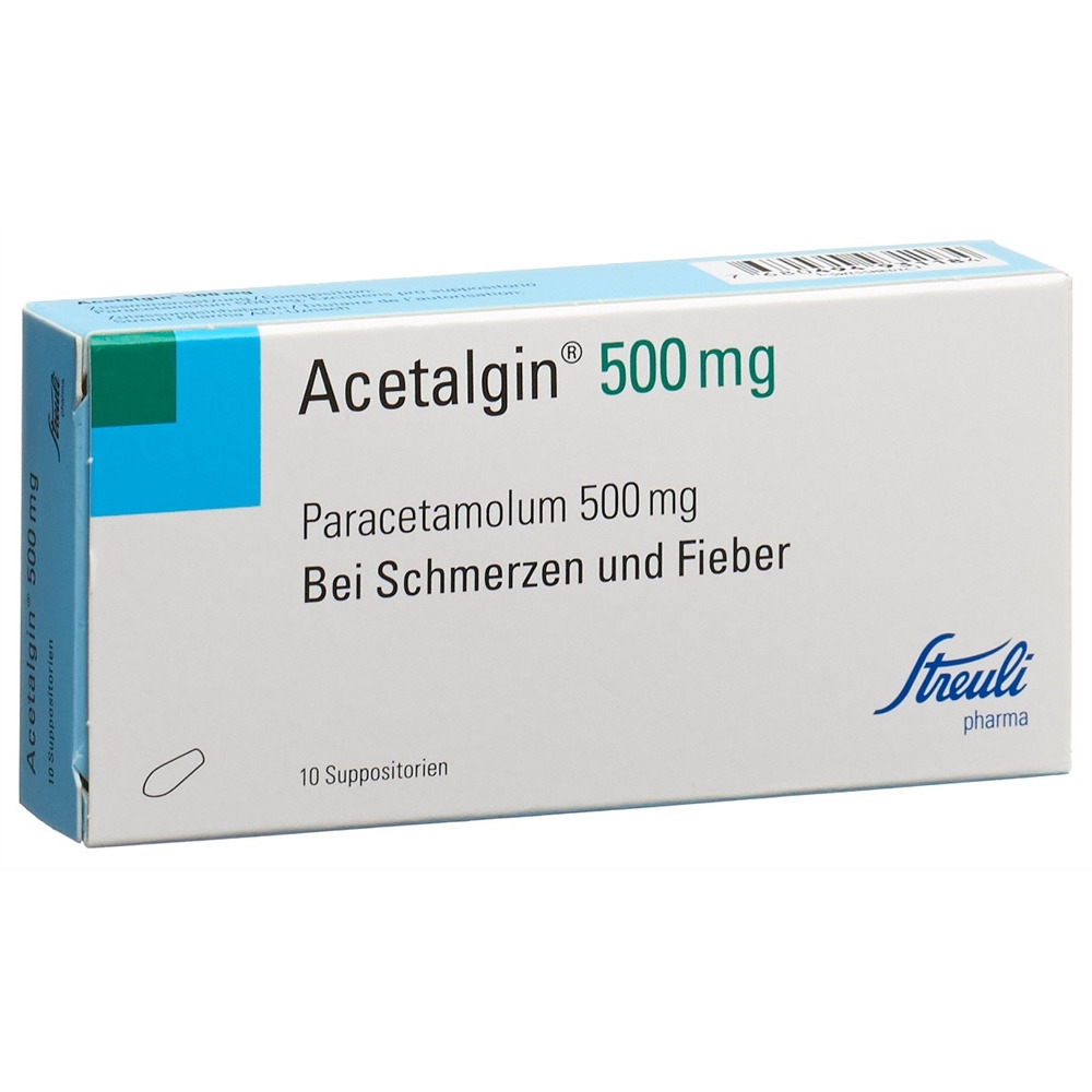 ACETALGINE supp 500 mg blist 10 pce, image principale