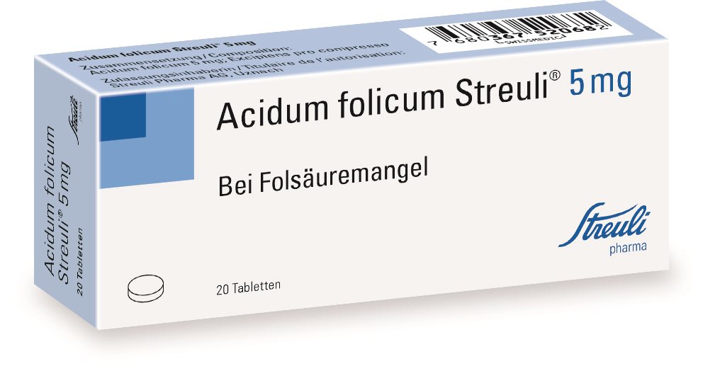 ACIDUM FOLICUM Streuli 5 mg, image principale