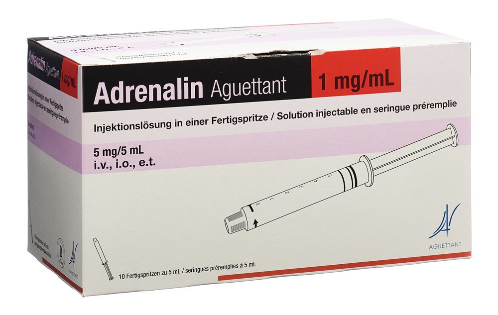 ADRENALINE Aguettant 5 mg/5ml, Hauptbild