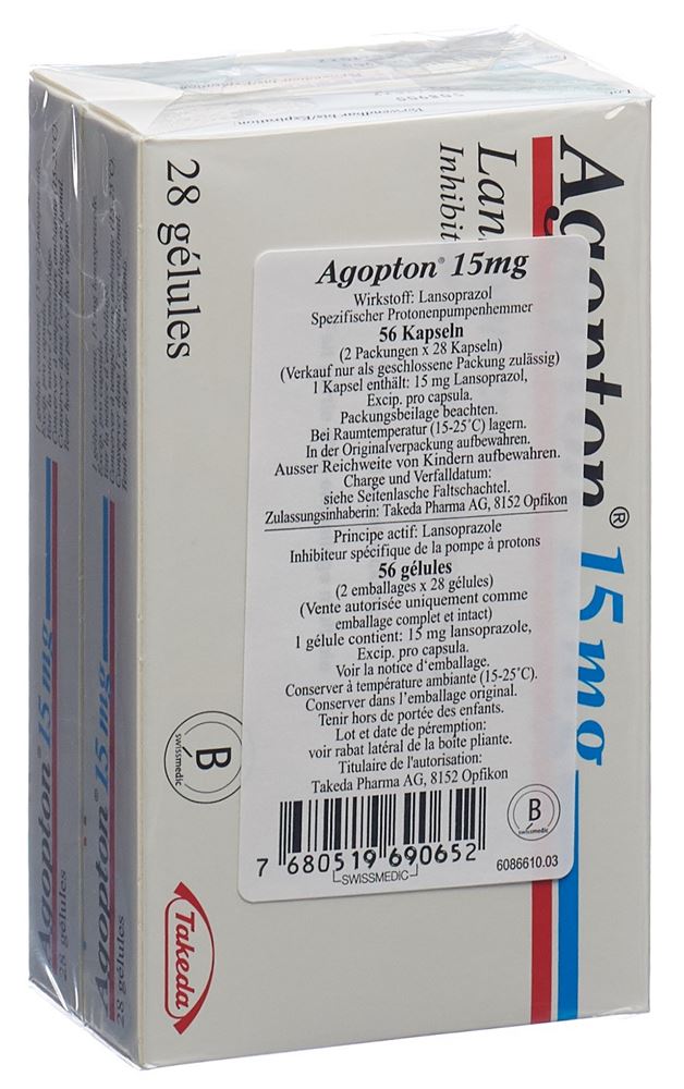 AGOPTON Kaps 15 mg magensaftresistent Blist 56 Stk, Hauptbild