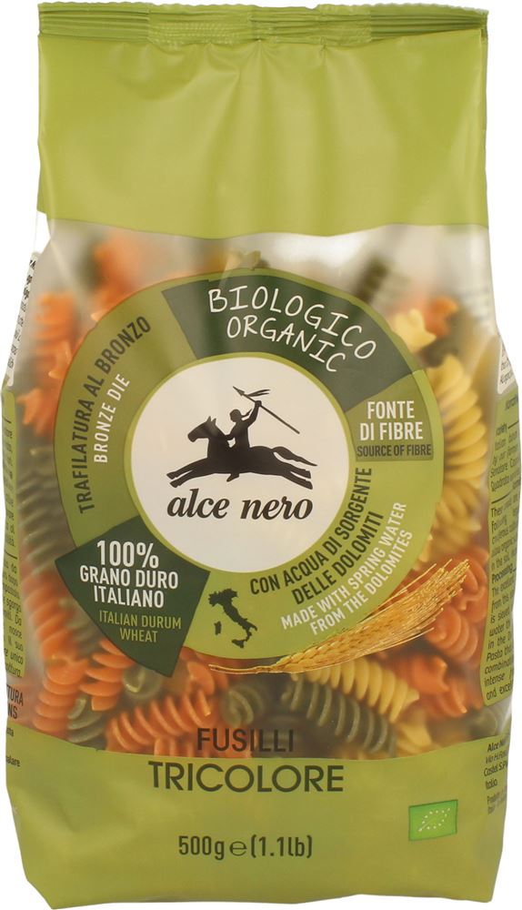 ALCE NERO fusilli tricolore blé dur, image principale ALCE NERO fusilli tricolore blé dur, image principale
