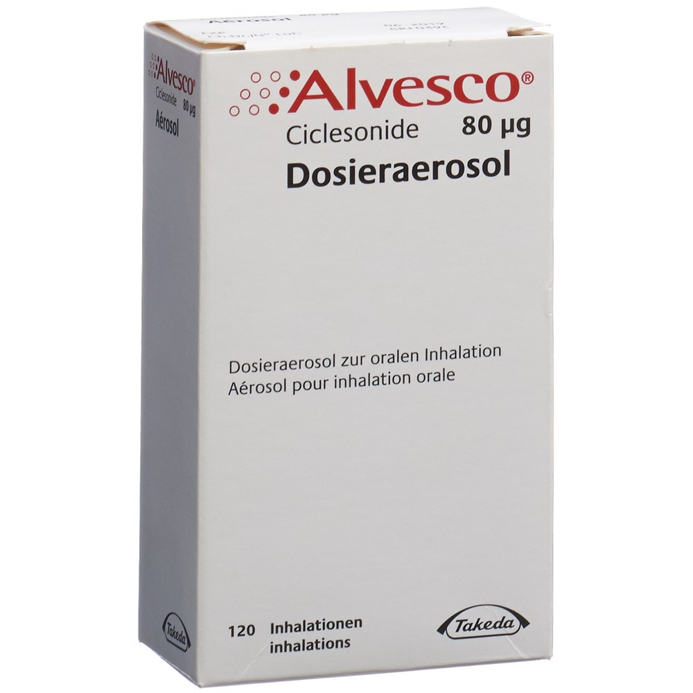 ALVESCO aéros doseur 80 mcg 120 dos, image principale