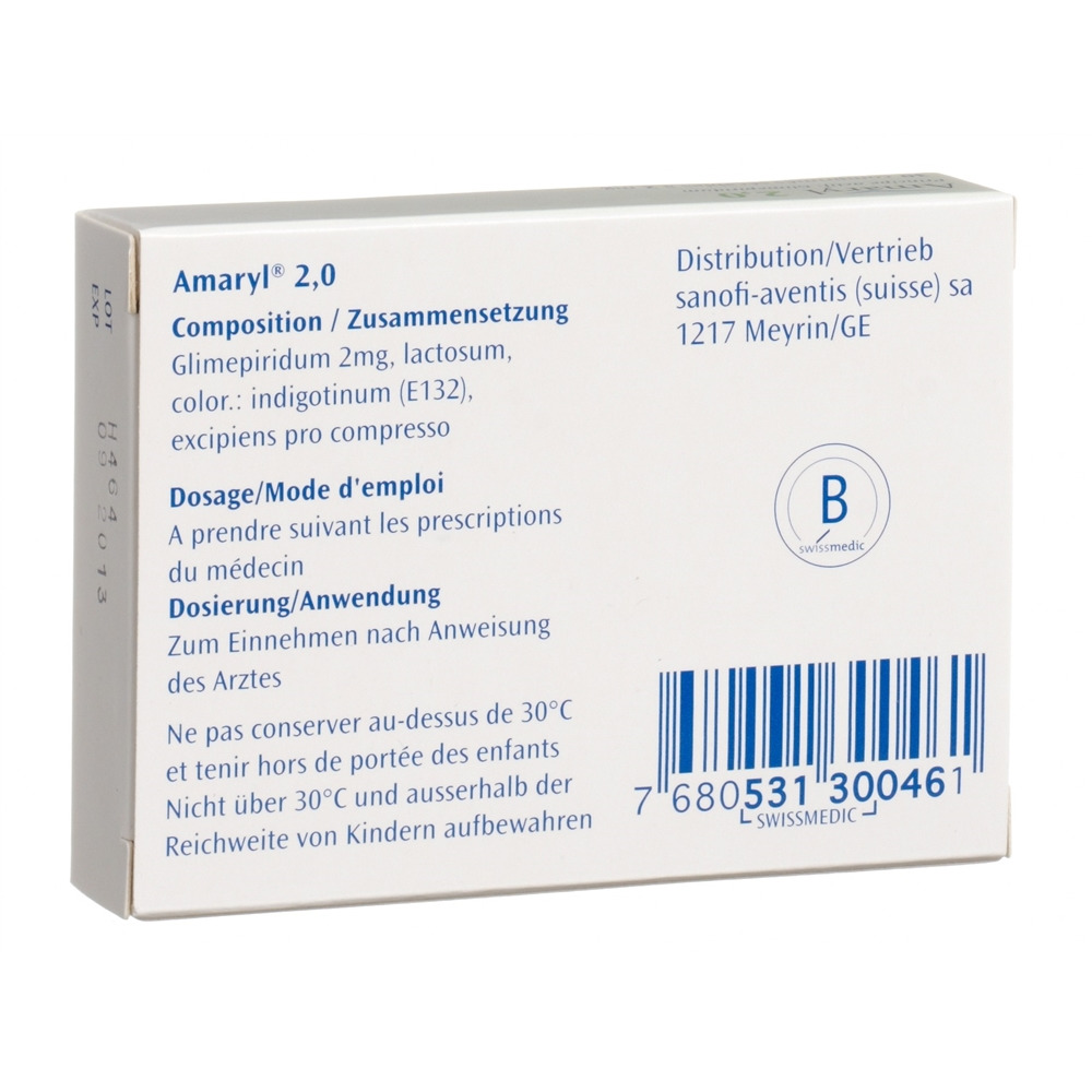 AMARYL cpr 2 mg blist 30 pce, image 2 sur 2