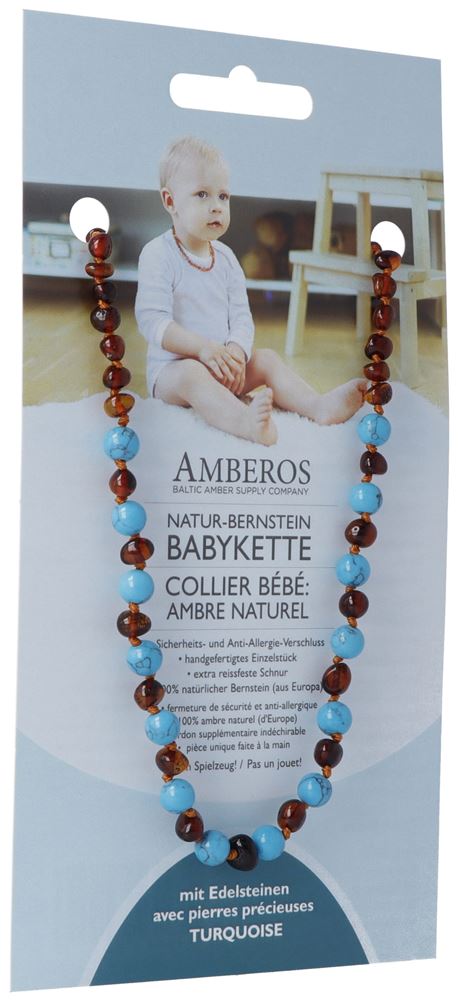 AMBEROS collier ambre naturel avec pierres précieuses