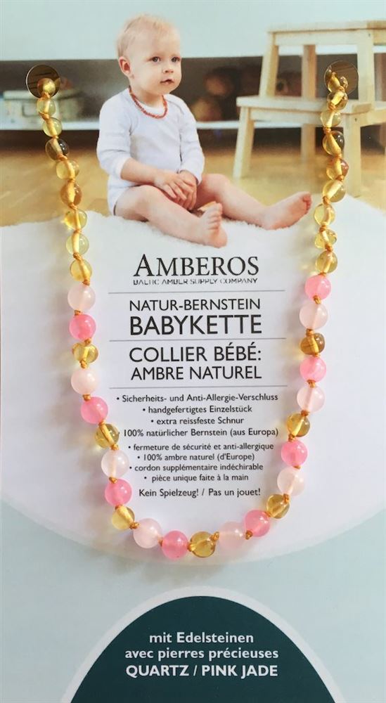 AMBEROS collier ambre naturel avec pierres précieuses, image principale