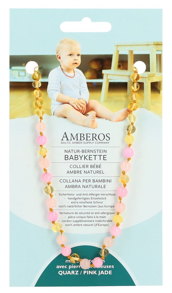 AMBEROS collier ambre naturel avec pierres précieuses
