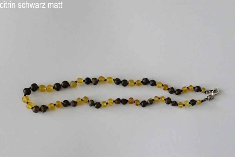 AMBERSTYLE collier d'ambre jaune noir mat